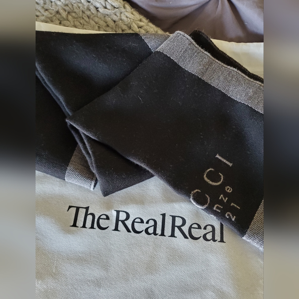 New GUCCI Firenze 1921 Wool Scarf Black & Gray